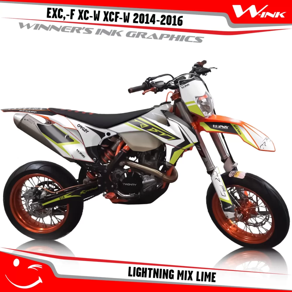 KTM-EXC,-F-XC-W-XCF-W-2014-2015-2016-graphics-kit-and-decals-Lightning-Mix-Lime