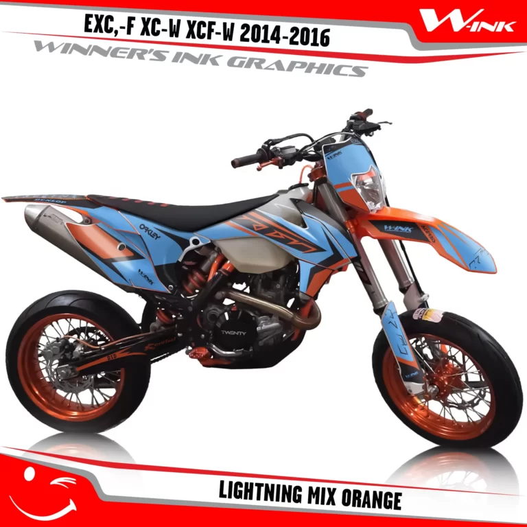 KTM-EXC,-F-XC-W-XCF-W-2014-2015-2016-graphics-kit-and-decals-Lightning-Mix-Orange