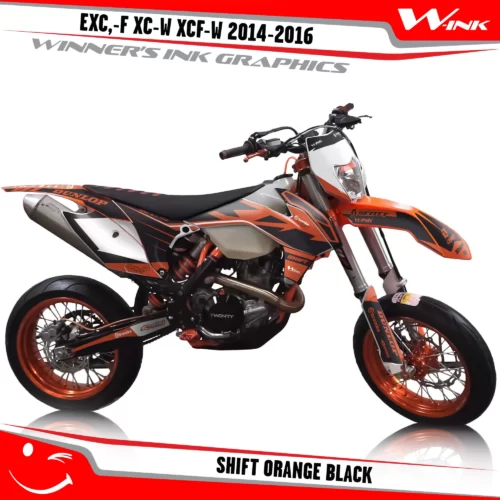 KTM-EXC,-F-XC-W-XCF-W-2014-2015-2016-graphics-kit-and-decals-Shift-Orange-Black