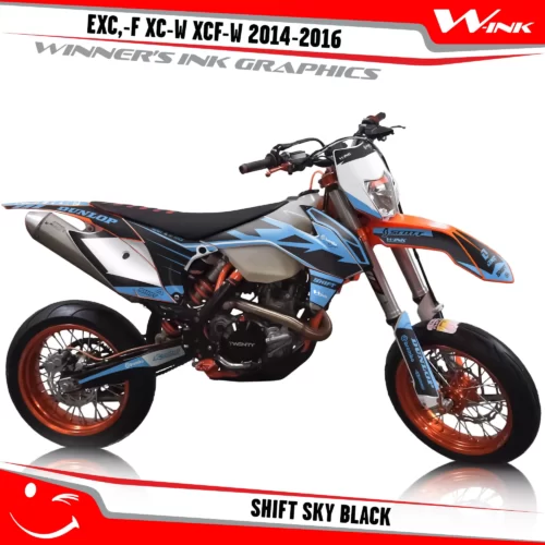 KTM-EXC,-F-XC-W-XCF-W-2014-2015-2016-graphics-kit-and-decals-Shift-Sky-Black