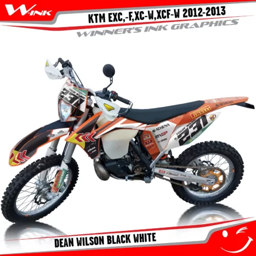 KTM-EXC,-F,XC-W,XCF-W-2012-2013-graphics-kit-and-decals-Dean-Wilson-Black-White