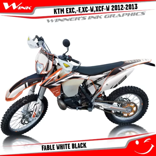 KTM-EXC,-F,XC-W,XCF-W-2012-2013-graphics-kit-and-decals-Fable-White-Black