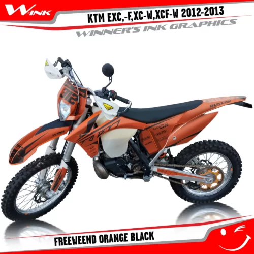 KTM-EXC,-F,XC-W,XCF-W-2012-2013-graphics-kit-and-decals-Freeweend-Orange-Black
