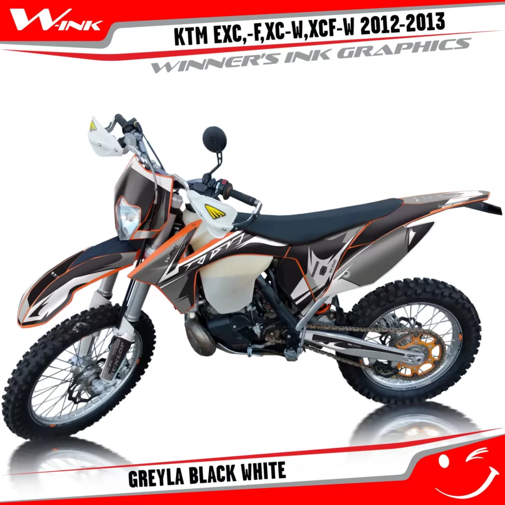 KTM-EXC,-F,XC-W,XCF-W-2012-2013-graphics-kit-and-decals-Greyla-Black-White