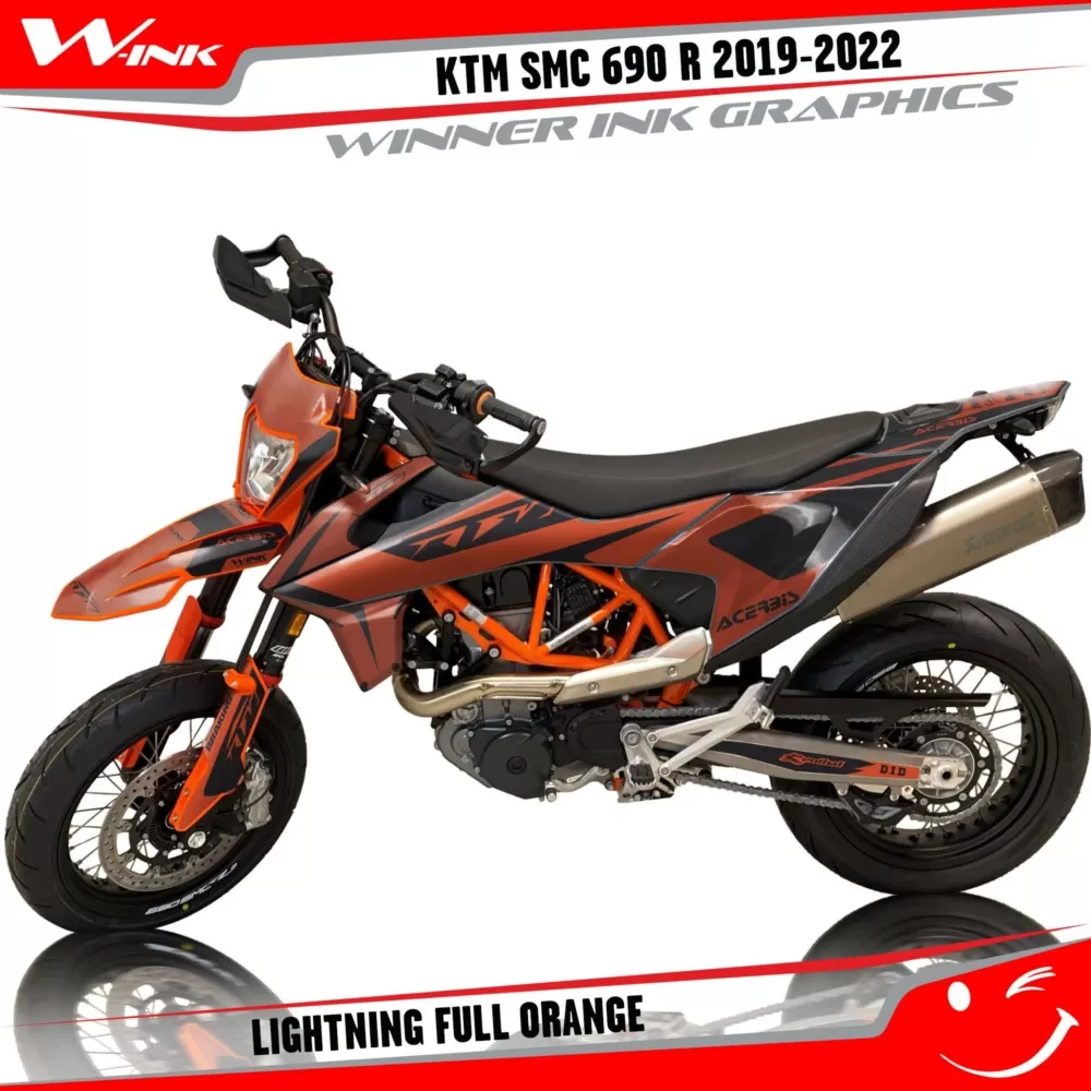 KTM-SMC-690-2019-2020-2021-2022-graphics-kit-and-decals-Lightning-Full-Orange