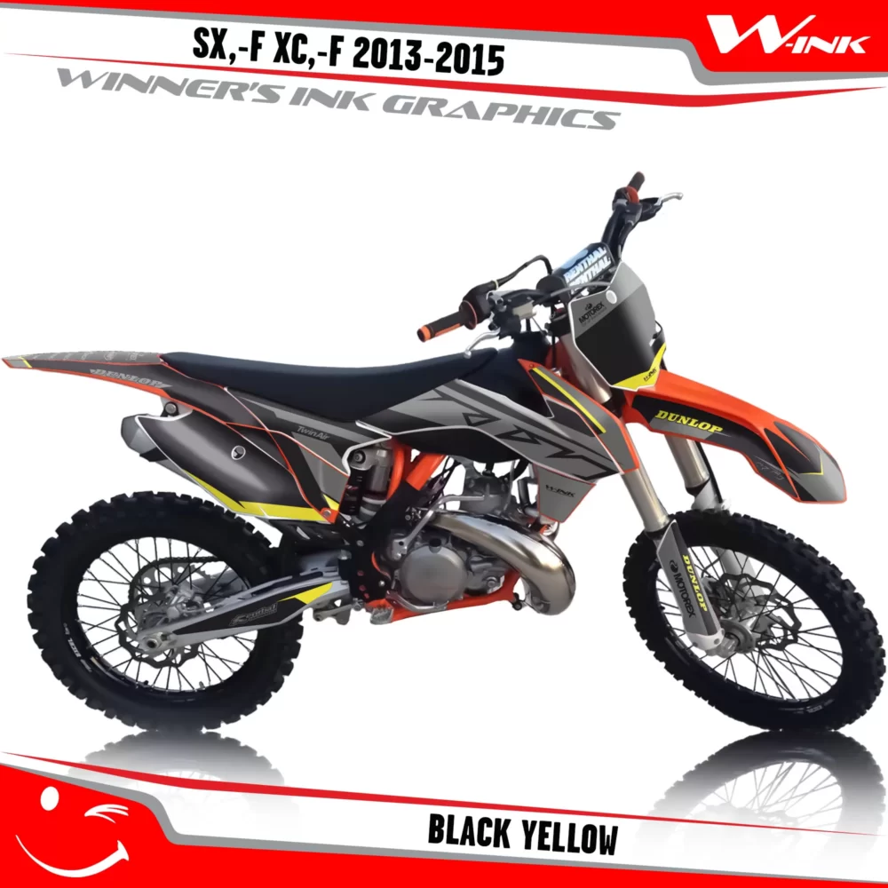 KTM-SX,-F-XC,-F-2013-2014-2015-graphics-kit-and-decals-Black-Yellow
