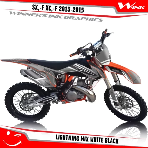 KTM-SX,-F-XC,-F-2013-2014-2015-graphics-kit-and-decals-Lightning-Mix-White-Black