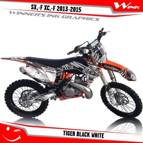 KTM-SX,-F-XC,-F-2013-2014-2015-graphics-kit-and-decals-Tiger-Black-White