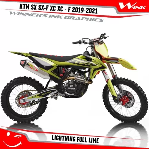 KTM-SX-SX-F-XC-XC-F-2019-2020-2021-2022-graphics-kit-and-decals-with-design-Lightning-Full-Lime