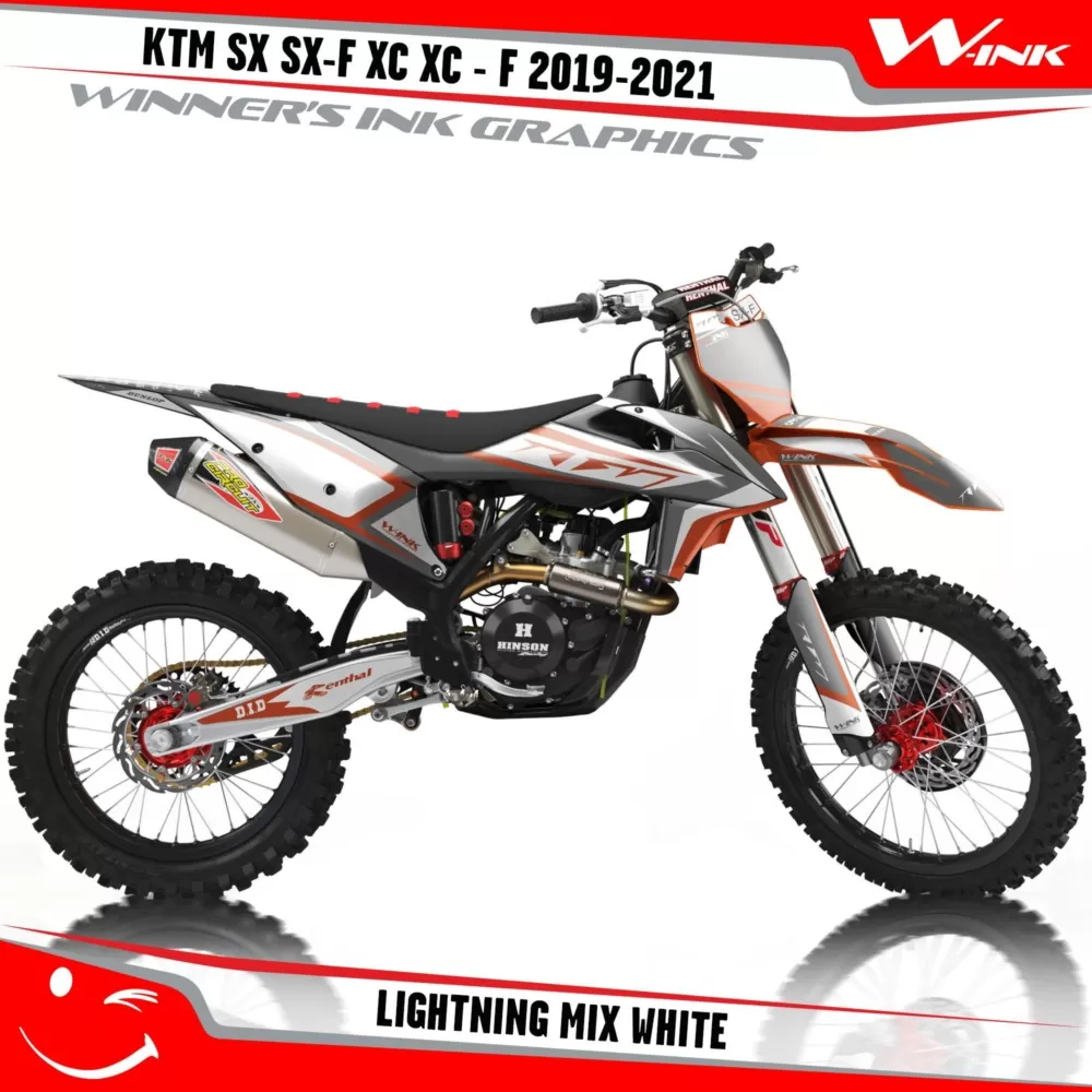 KTM-SX-SX-F-XC-XC-F-2019-2020-2021-2022-graphics-kit-and-decals-with-design-Lightning-Mix-White