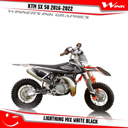 KTM-SX50-2016-2017-2018-2019-2020-2021-2022-graphics-kit-and-decals-Lightning-Mix-White-Black
