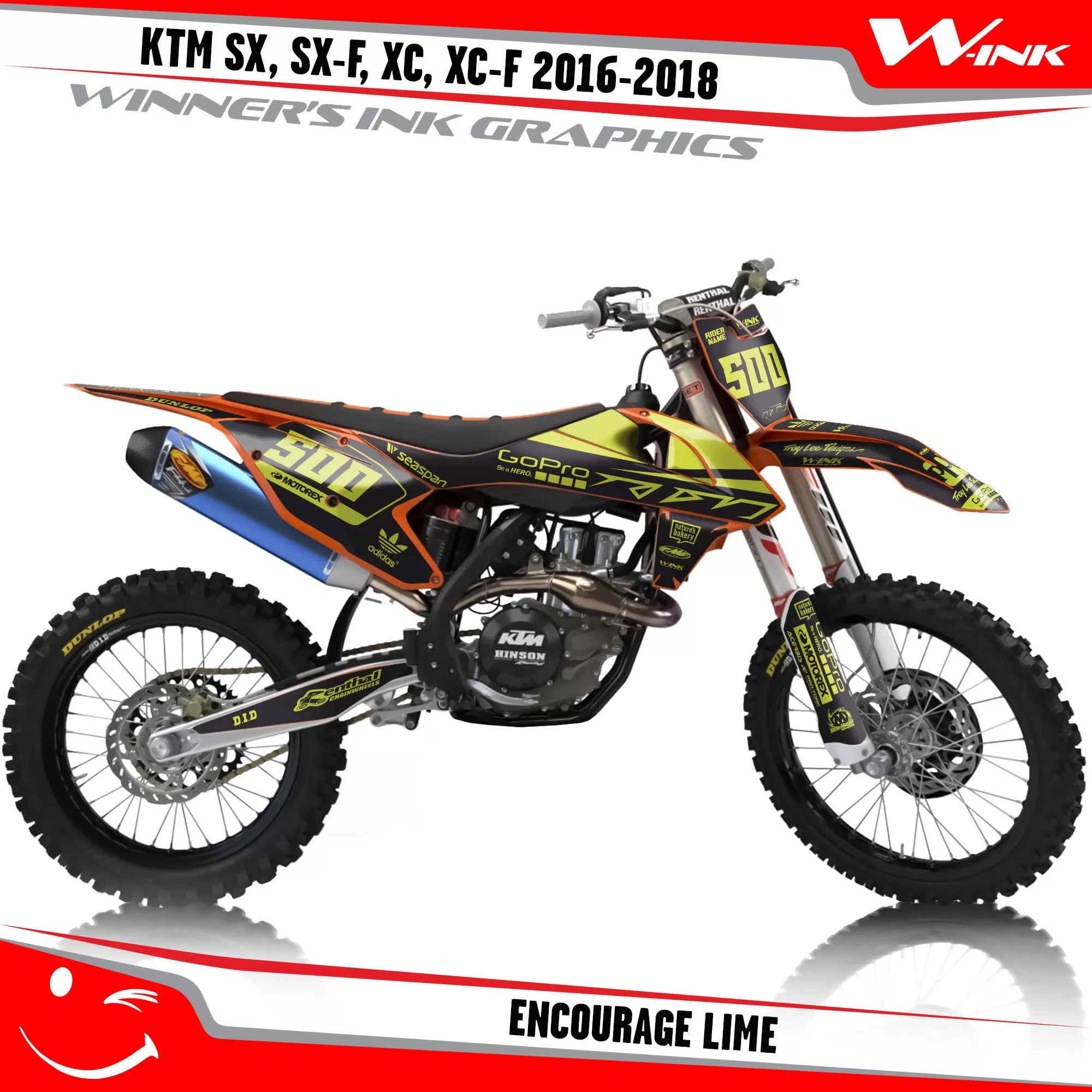 decals For KTM SX, SX-F, XC, XC-F 2016-2018 Encourage Lime