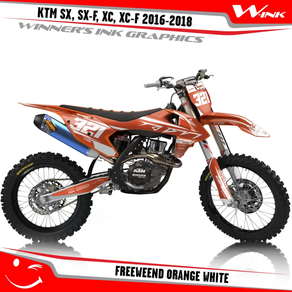 KTM-SX,SX-F,XC,XC-F-2016-2017-2018-graphics-kit-and-decals-Freeweend-Orange-White