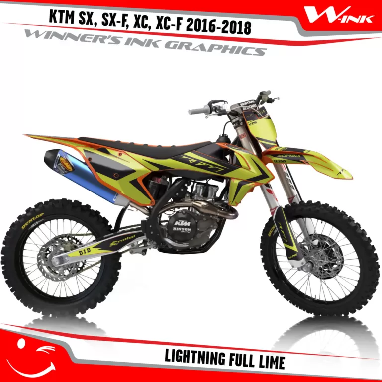 KTM-SX,SX-F,XC,XC-F-2016-2017-2018-graphics-kit-and-decals-Lightning-Full-Lime