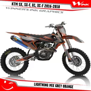 KTM-SX,SX-F,XC,XC-F-2016-2017-2018-graphics-kit-and-decals-Lightning-Mix-Grey-Orange