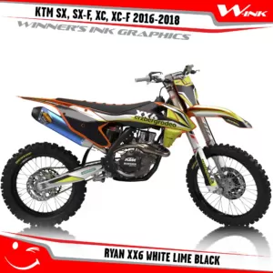 KTM-SX,SX-F,XC,XC-F-2016-2017-2018-graphics-kit-and-decals-Ryan-XX6-White-Lime-Black