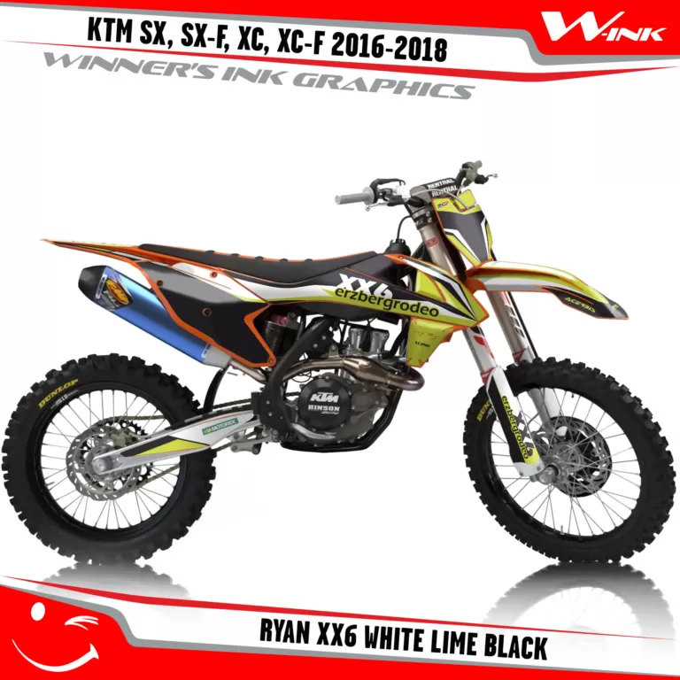KTM-SX,SX-F,XC,XC-F-2016-2017-2018-graphics-kit-and-decals-Ryan-XX6-White-Lime-Black