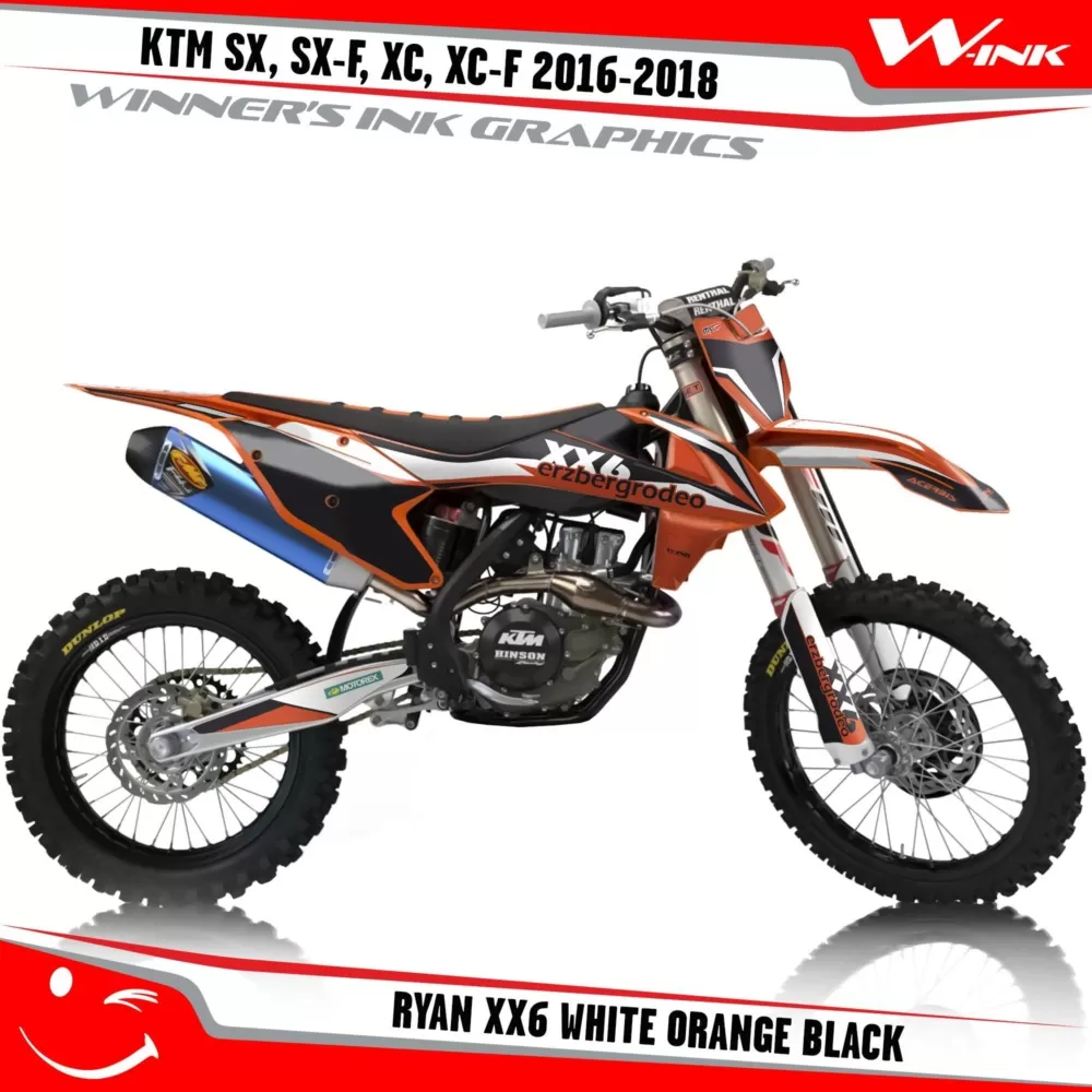 KTM-SX,SX-F,XC,XC-F-2016-2017-2018-graphics-kit-and-decals-Ryan-XX6-White-Orange-Black