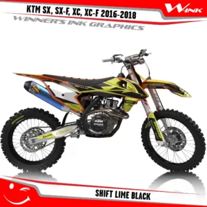 KTM-SX,SX-F,XC,XC-F-2016-2017-2018-graphics-kit-and-decals-Shift-Lime-Black