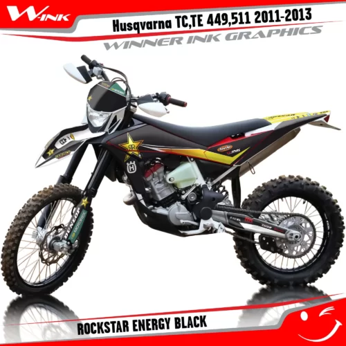 Husqvarna-TC-TE-SMR-449-511-2011-2012-2013-graphics-kit-and-decals-Rockstar-Energy-Black