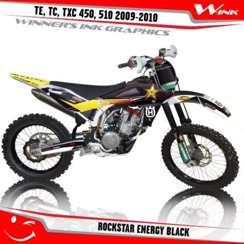 Husqvarna-TE-TC-TXC-450-510-2009-2010-graphics-kit-and-decals-Rockstar-Energy-Black