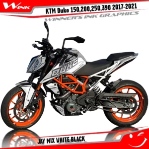 KTM-Duke-125-200-250-390-2017-2018-2019-2020-2021-2022-graphics-kit-and-decals-Jay-Mix-White-Black
