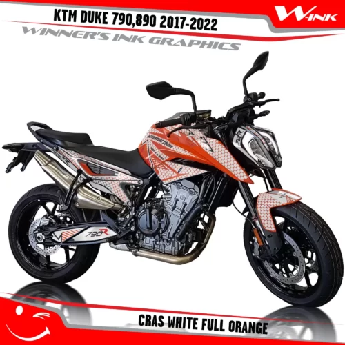 KTM-Duke-790-890-2017-2022-graphics-kit-and-decals-with-design-Cras-White-Full-Orange