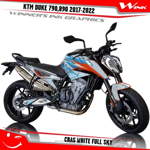 KTM-Duke-790-890-2017-2022-graphics-kit-and-decals-with-design-Cras-White-Full-Sky