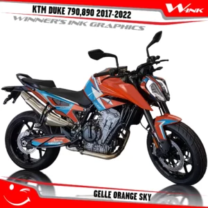 KTM-Duke-790-890-2017-2022-graphics-kit-and-decals-with-design-Gelle-Orange-Sky