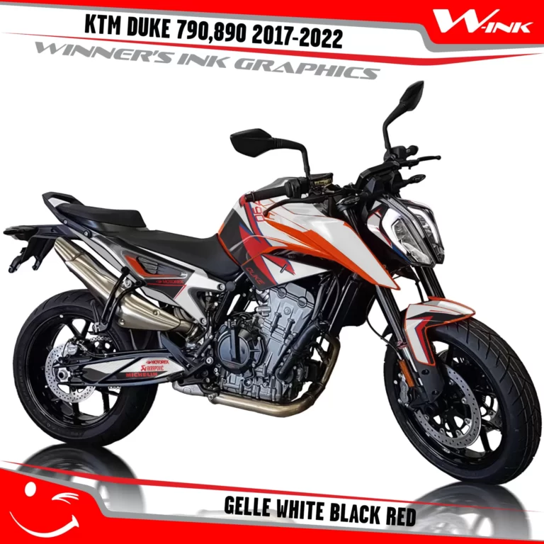 KTM-Duke-790-890-2017-2022-graphics-kit-and-decals-with-design-Gelle-White-Black-Red