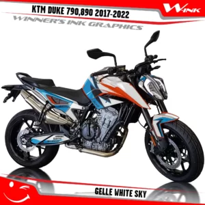 KTM-Duke-790-890-2017-2022-graphics-kit-and-decals-with-design-Gelle-White-Sky