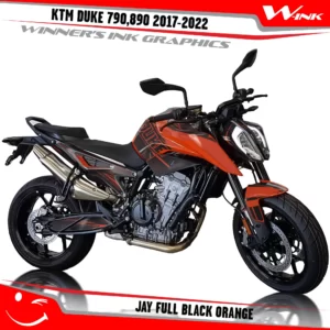 KTM-Duke-790-890-2017-2022-graphics-kit-and-decals-with-design-Jay-Full-Black-Orange