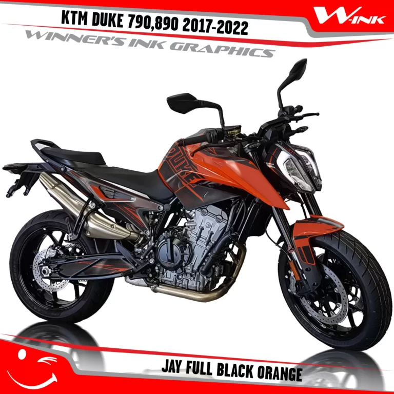KTM-Duke-790-890-2017-2022-graphics-kit-and-decals-with-design-Jay-Full-Black-Orange