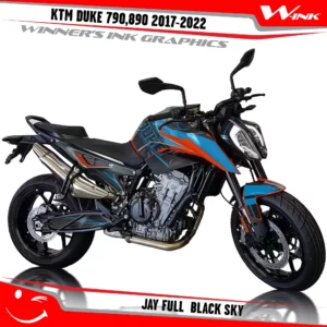 KTM-Duke-790-890-2017-2022-graphics-kit-and-decals-with-design-Jay-Full-Black-Sky