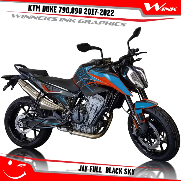 KTM-Duke-790-890-2017-2022-graphics-kit-and-decals-with-design-Jay-Full-Black-Sky