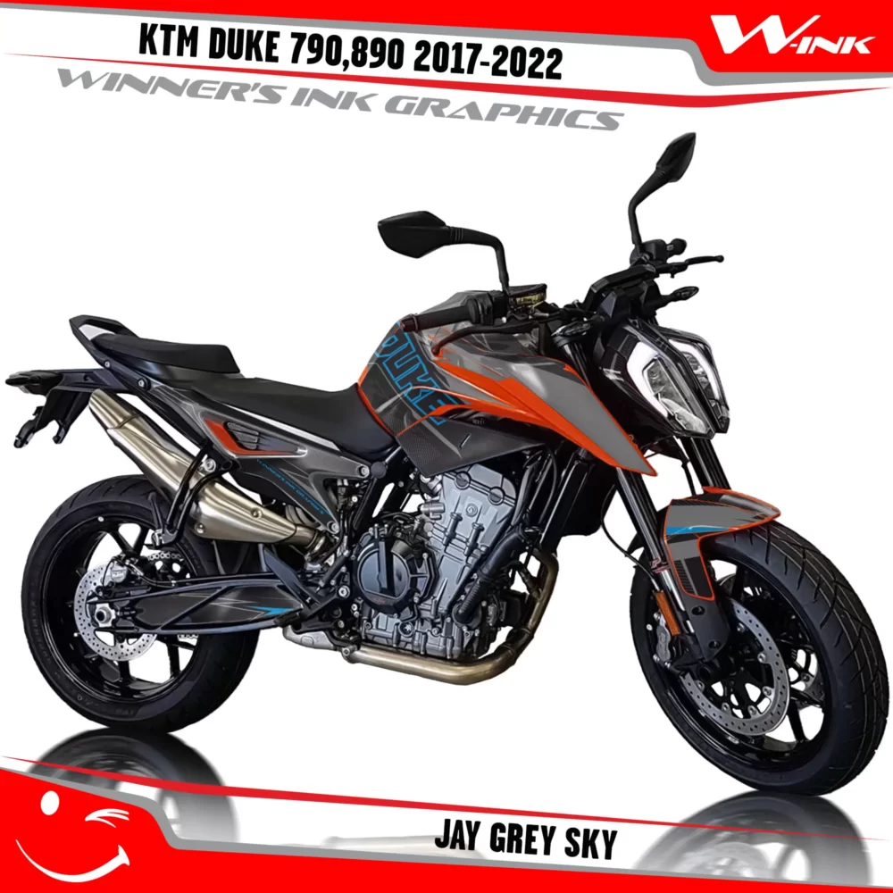 KTM-Duke-790-890-2017-2022-graphics-kit-and-decals-with-design-Jay-Grey-Sky