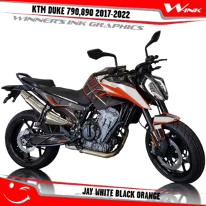 KTM-Duke-790-890-2017-2022-graphics-kit-and-decals-with-design-Jay-White-Black-Orange