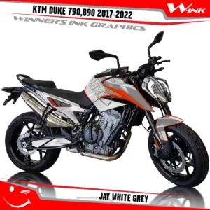 KTM-Duke-790-890-2017-2022-graphics-kit-and-decals-with-design-Jay-White-Grey