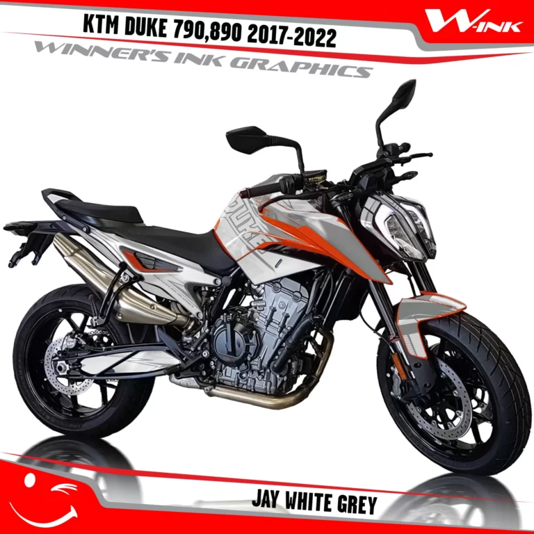 KTM-Duke-790-890-2017-2022-graphics-kit-and-decals-with-design-Jay-White-Grey