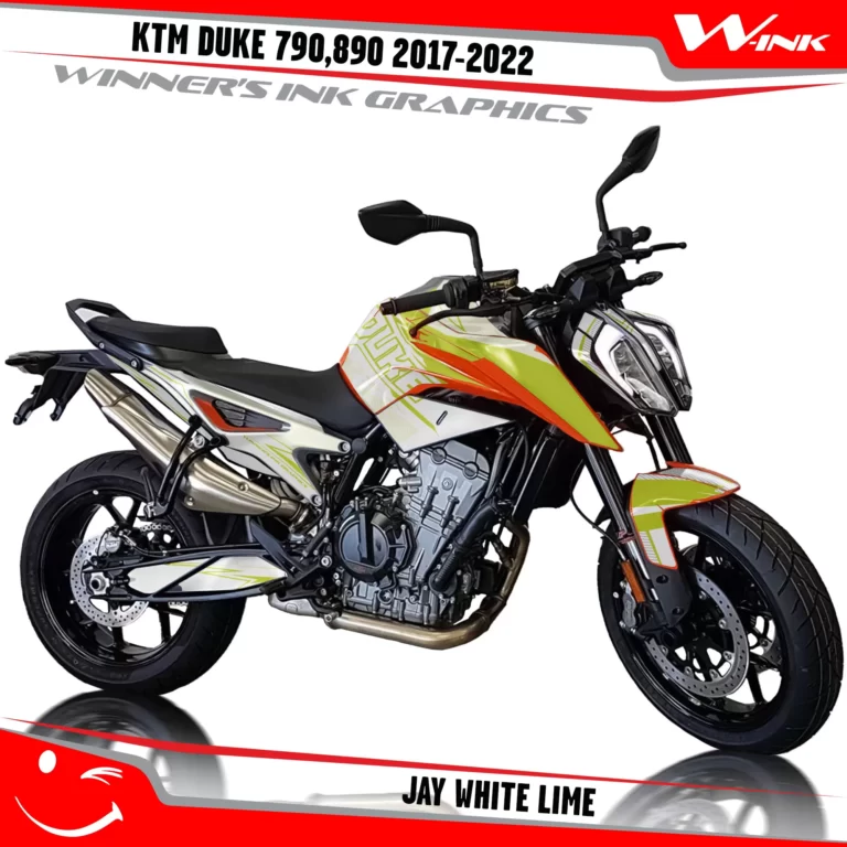 KTM-Duke-790-890-2017-2022-graphics-kit-and-decals-with-design-Jay-White-Lime