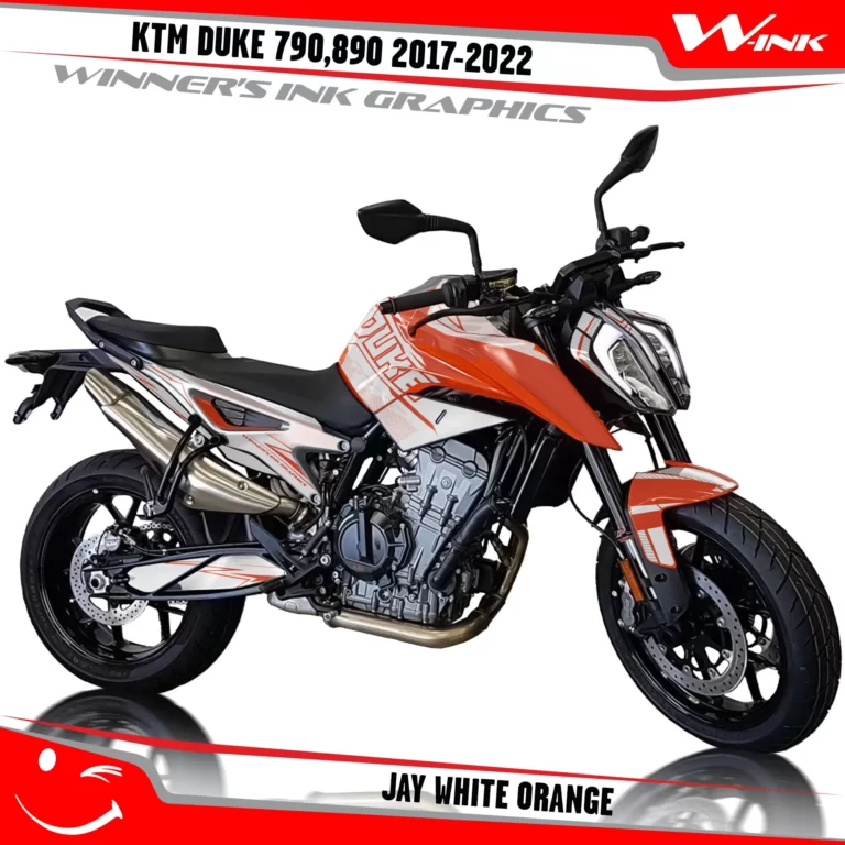 KTM-Duke-790-890-2017-2022-graphics-kit-and-decals-with-design-Jay-White-Orange