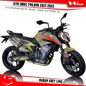 KTM-Duke-790-890-2017-2022-graphics-kit-and-decals-with-design-Maram-Grey-Lime