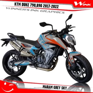 KTM-Duke-790-890-2017-2022-graphics-kit-and-decals-with-design-Maram-Grey-Sky