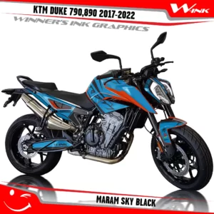 KTM-Duke-790-890-2017-2022-graphics-kit-and-decals-with-design-Maram-Sky-Black