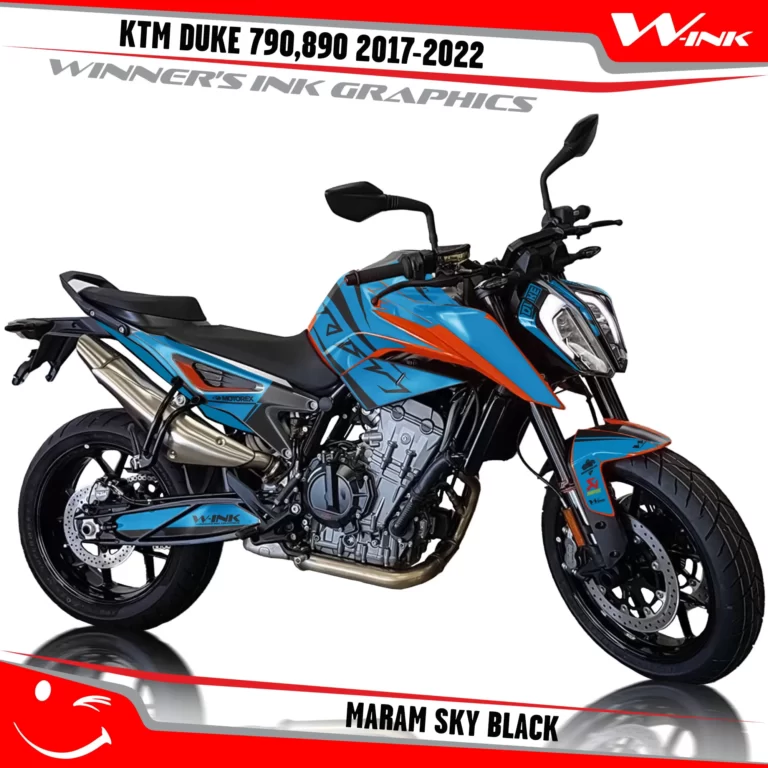 KTM-Duke-790-890-2017-2022-graphics-kit-and-decals-with-design-Maram-Sky-Black