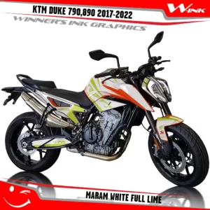 KTM-Duke-790-890-2017-2022-graphics-kit-and-decals-with-design-Maram-White-Full-Lime