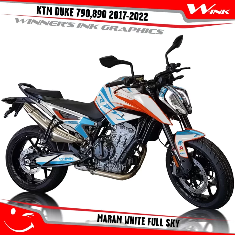KTM-Duke-790-890-2017-2022-graphics-kit-and-decals-with-design-Maram-White-Full-Sky