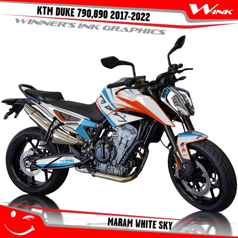KTM-Duke-790-890-2017-2022-graphics-kit-and-decals-with-design-Maram-White-Sky