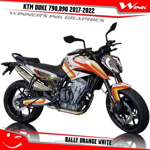KTM-Duke-790-890-2017-2022-graphics-kit-and-decals-with-design-Rally-Orange-White