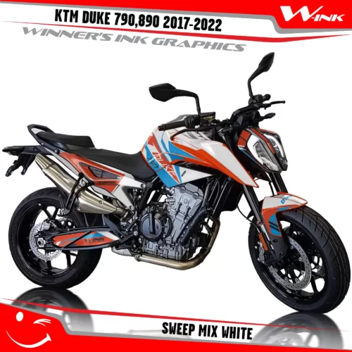 KTM-Duke-790-890-2017-2022-graphics-kit-and-decals-with-design-Sweep-Mix-White
